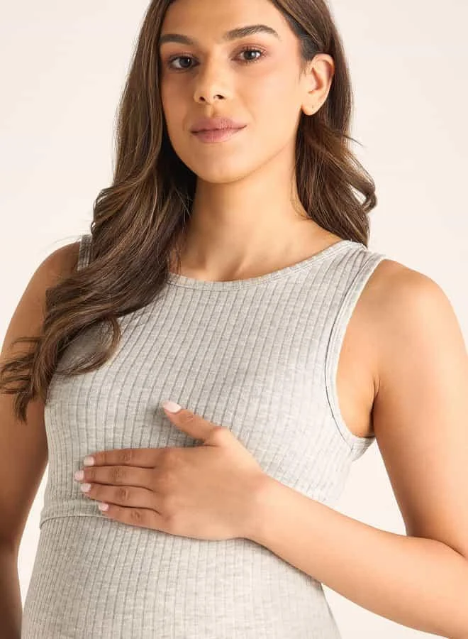 Splash FAV Ribbed Maternity Camisole with Round Neck