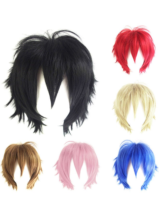 NIBEMINENT Spiky Short Layered Anime Cosplay Wig Dark Brown 35cm - Image 2