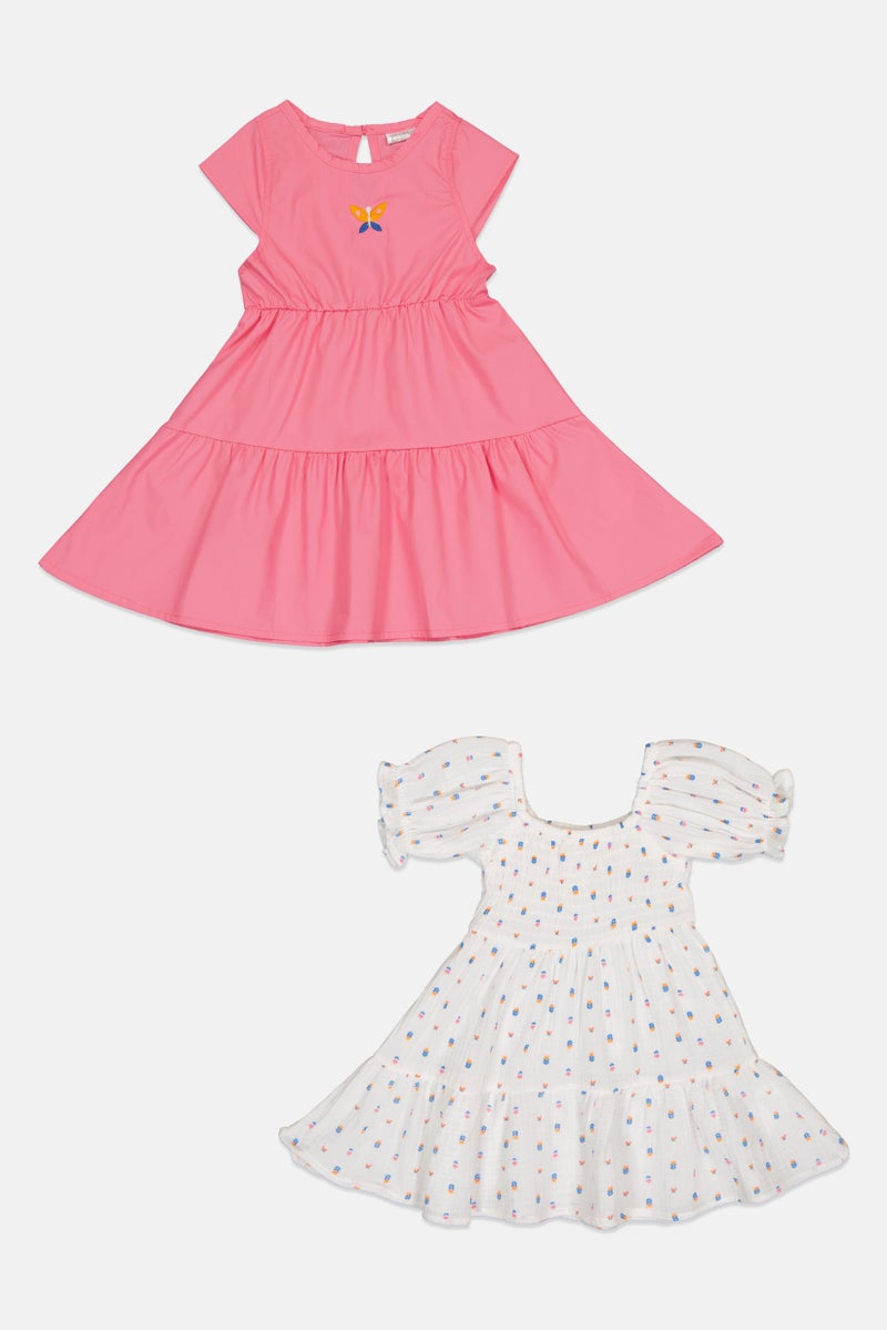 Willow & Whistle Kids Girl 2 Pcs Floral Print Dress Set, Multicolor - Image 2