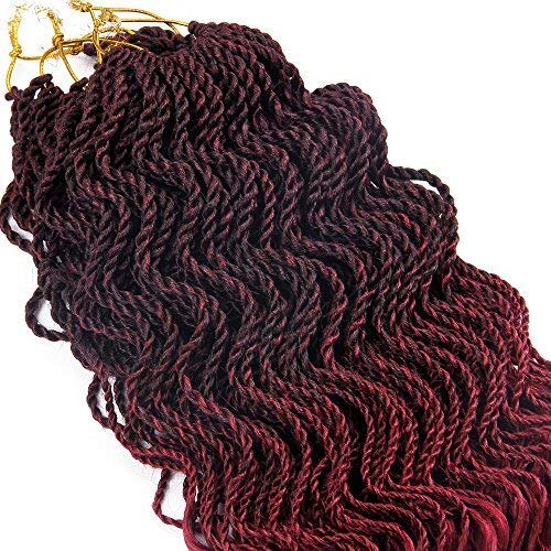 FALEMEI Wavy Senegalese Twist Crochet Braids 6packs/lot 14Inch 35Strands/Pack Synthetic Crochet Hair Curly Twist Braiding Hair (14 Inch, T1B/Burgundy#) - Image 5