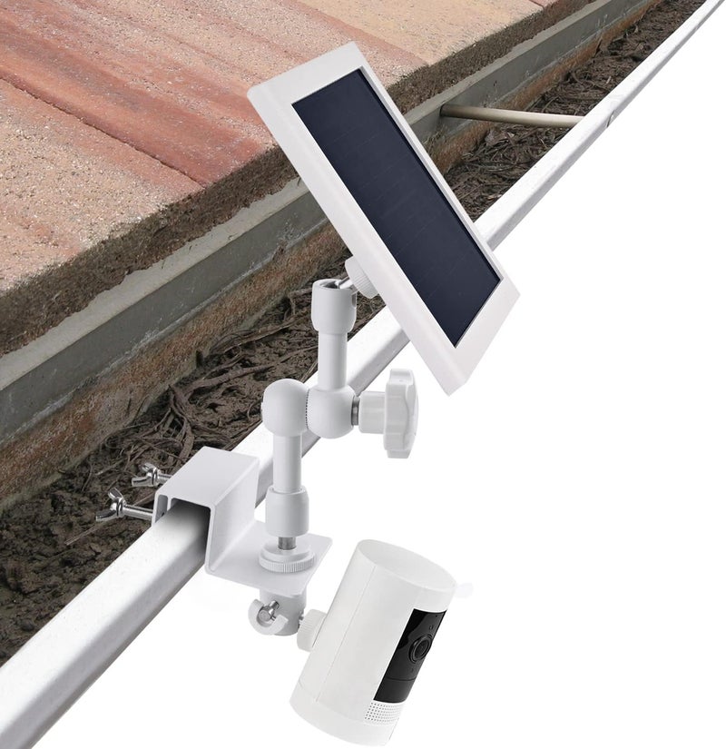 ALERTCAM 2-in-1 Gutter Mount for Ring Solar Panel, Stick Up Cam Battery and Spotlight Cam Battery, Perfect Angle to Get Adequate Sunlight for Your Ring Solar Panel - White - Image 1