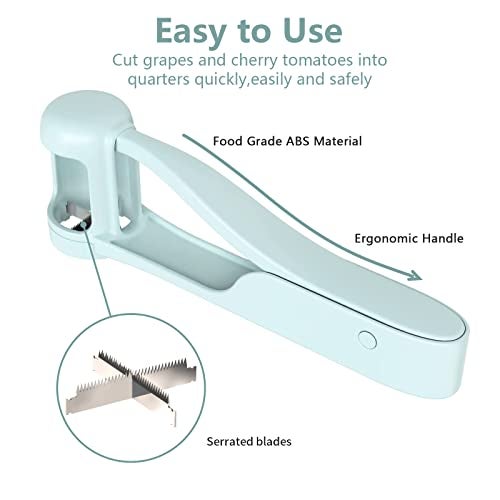 Luvan Grape Cutter for Toddlers, Grape Slicer for Baby, Grape Tomato Cherry Strawberry Cutter Tools Into 4 Pieces for Vegetable Fruit Salad, Stainless Steel Quarter Grape Slicer Kitchen Gadget - Image 2