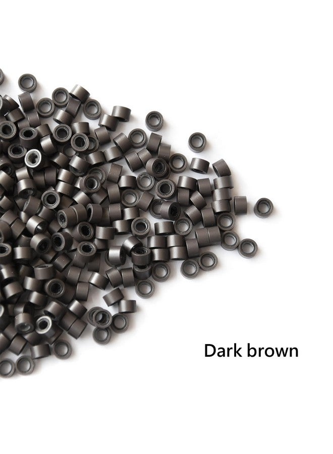 ياتشيو 500 قطعة من حلقات وصلات صغيرة مبطنة بالسيليكون خرز وصلات شعر ريشة 5.0X3.0X3.0 مم خرز شعر (بني داكن) - Image 3