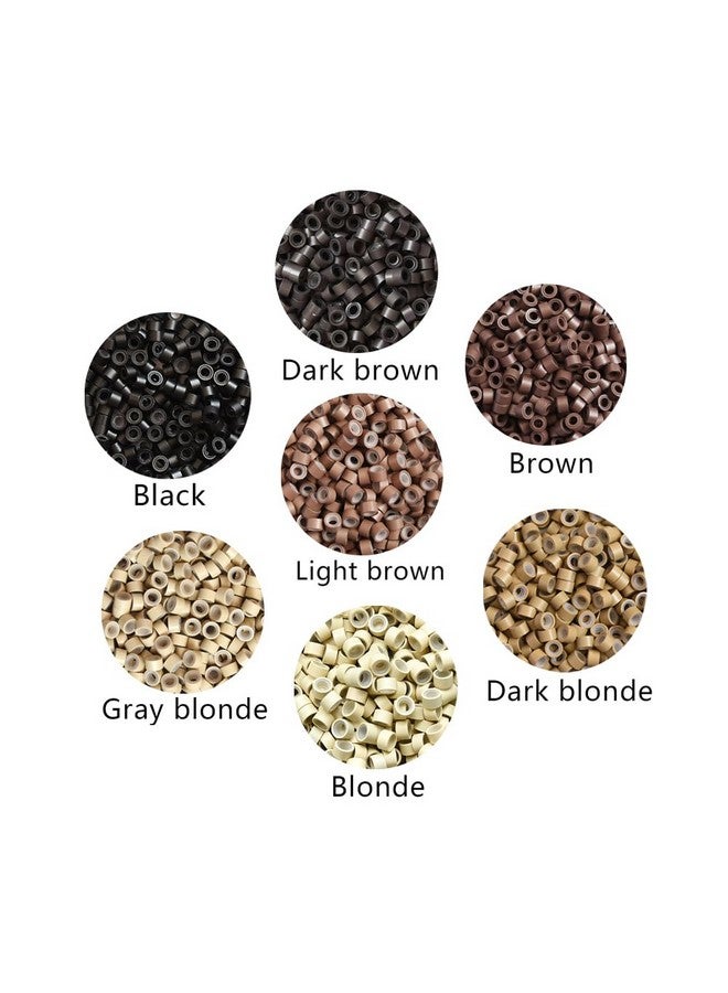 ياتشيو 500 قطعة من حلقات وصلات صغيرة مبطنة بالسيليكون خرز وصلات شعر ريشة 5.0X3.0X3.0 مم خرز شعر (بني داكن) - Image 2