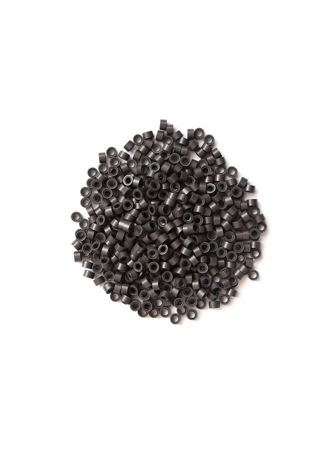 ياتشيو 500 قطعة من حلقات وصلات صغيرة مبطنة بالسيليكون خرز وصلات شعر ريشة 5.0X3.0X3.0 مم خرز شعر (بني داكن) - Image 5