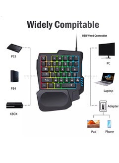 JeDEL K601 One Handed Keyboard 35 Keys - RGB Backlit - Portable Mini Gaming Keypad Ergonomic Game Controller for PC Gamer  - Image 4