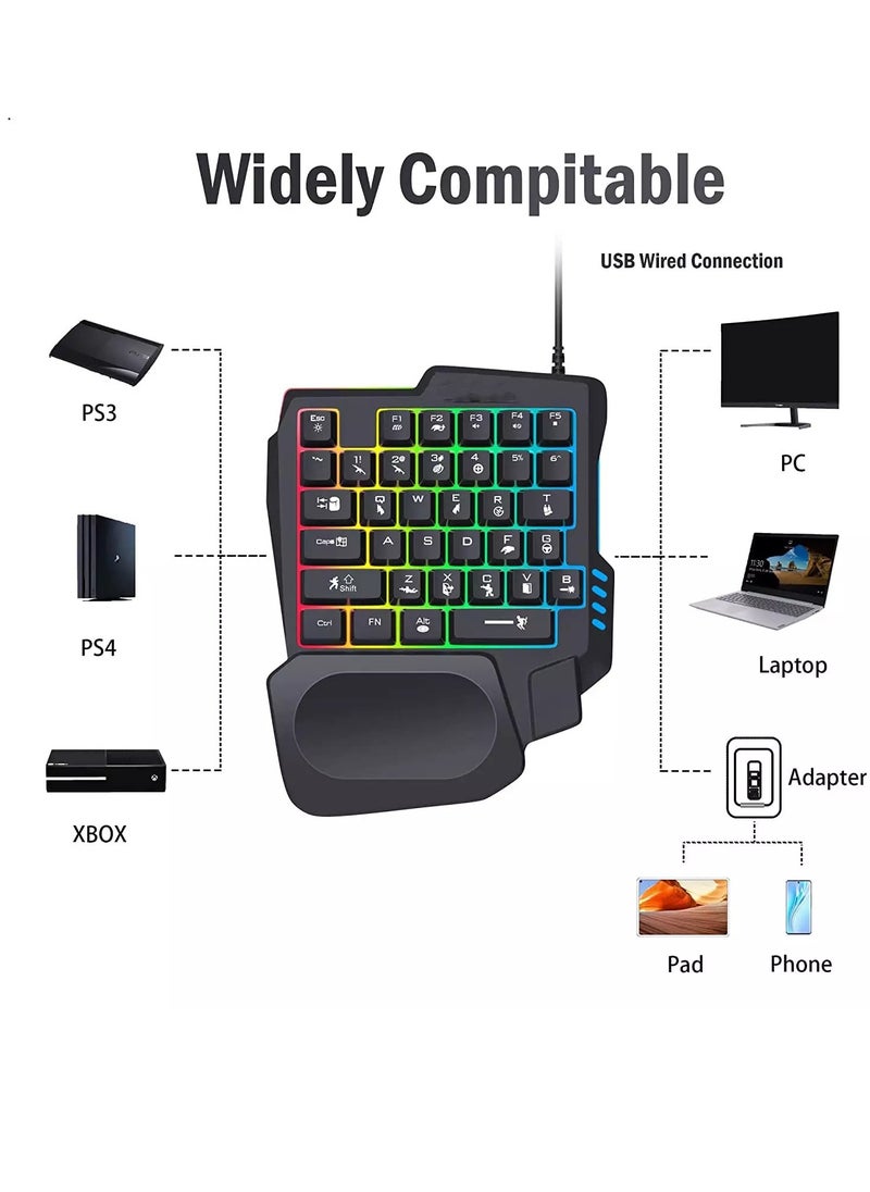 JeDEL K601 One Handed Keyboard 35 Keys - RGB Backlit - Portable Mini Gaming Keypad Ergonomic Game Controller for PC Gamer  - Image 4