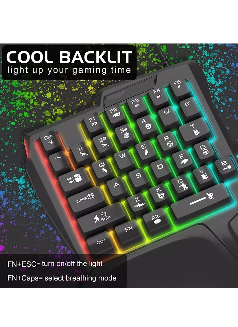 جي ديل - لوحة مفاتيح K601 بيد واحدة 35 مفتاحًا - إضاءة خلفية RGB - لوحة مفاتيح ألعاب صغيرة محمولة - وحدة تحكم ألعاب مريحة للاعبي الكمبيوتر الشخصي - Image 1
