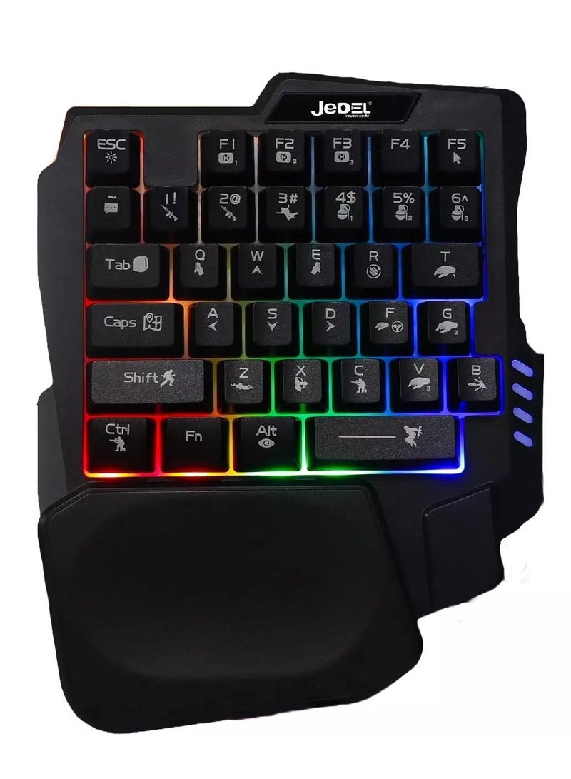 JeDEL K601 One Handed Keyboard 35 Keys - RGB Backlit - Portable Mini Gaming Keypad Ergonomic Game Controller for PC Gamer - Image 1
