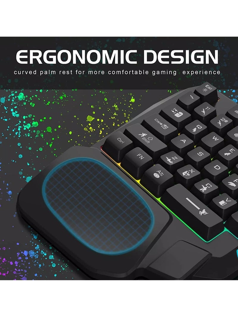 JeDEL K601 One Handed Keyboard 35 Keys - RGB Backlit - Portable Mini Gaming Keypad Ergonomic Game Controller for PC Gamer - Image 4