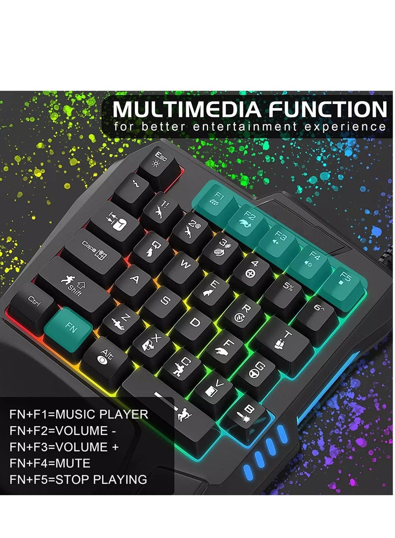 JeDEL K601 One Handed Keyboard 35 Keys - RGB Backlit - Portable Mini Gaming Keypad Ergonomic Game Controller for PC Gamer - Image 2