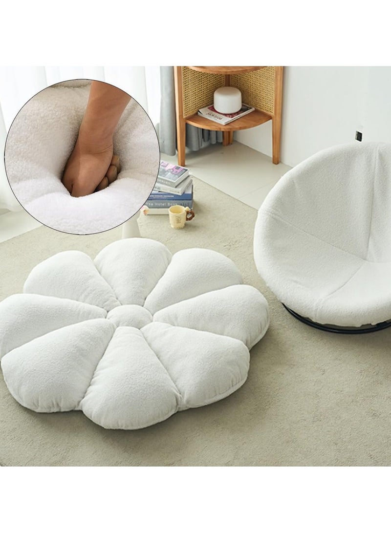 Rocking Floor Sofa Chair High-Density Foam Single Bean Bag Couch Armless Lazy Floor Sofa Modern Lounge Sofa Tatami for Living Room Bedroom Salon (Petal Swivel Chair Sofa White)