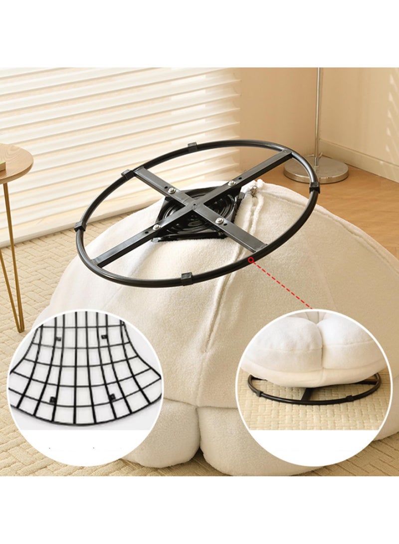 Rocking Floor Sofa Chair High-Density Foam Single Bean Bag Couch Armless Lazy Floor Sofa Modern Lounge Sofa Tatami for Living Room Bedroom Salon (Petal Swivel Chair Sofa White)
