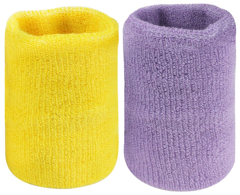 Neska Moda Unisex Yellow and Purple Pack of 2 Cotton Wrist Band - Image 1