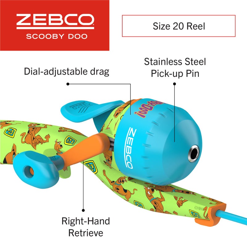 Zebco Youth Scooby Doo Floating Spincast Reel and Fishing Rod Combo, 29-Inch Fiberglass Rod, Light Power, Moderate Action, Size 20 Reel, Green - Image 3