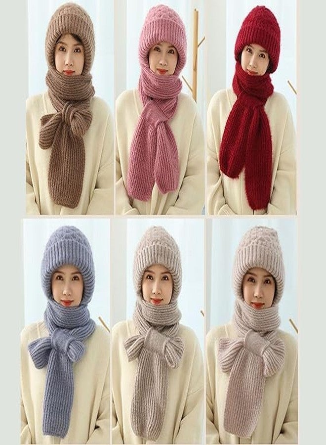 KACHKIT Winter Cap for Women Woolen Cap with Mufflers for Women 2-in-1 Integrated Hat & Scarf, Windproof Winter Woolen Cap with Ear Protection,Soft & Comfortable, (Multicolor) - Image 2