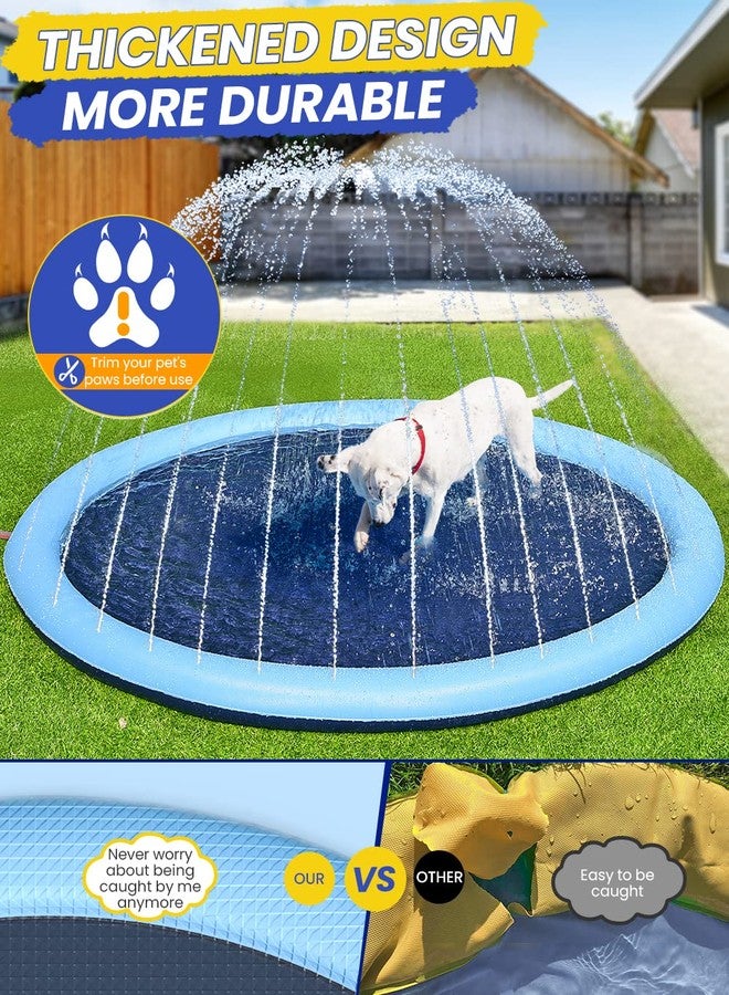PETOCAT Splash Pad Non-Slip Dogs Cool Sprinkler Pool Extra Large Splash Pads for Kids Dog Baby Wading Pool Summer Outdoor Play Water Fun Toy Gift Easy to Use/Clean 107 inch - Image 4