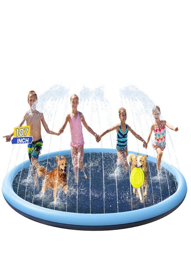 PETOCAT Splash Pad Non-Slip Dogs Cool Sprinkler Pool Extra Large Splash Pads for Kids Dog Baby Wading Pool Summer Outdoor Play Water Fun Toy Gift Easy to Use/Clean 107 inch - Image 1