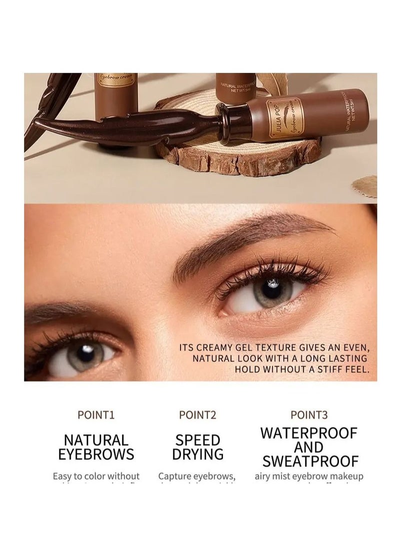 JULIA POP Natural Look Elegant Feathers Eyebrow Cream Humidity-Proof and Flake-Proof Brush to Fill in Eyebrows and Cover for Women  - Image 3