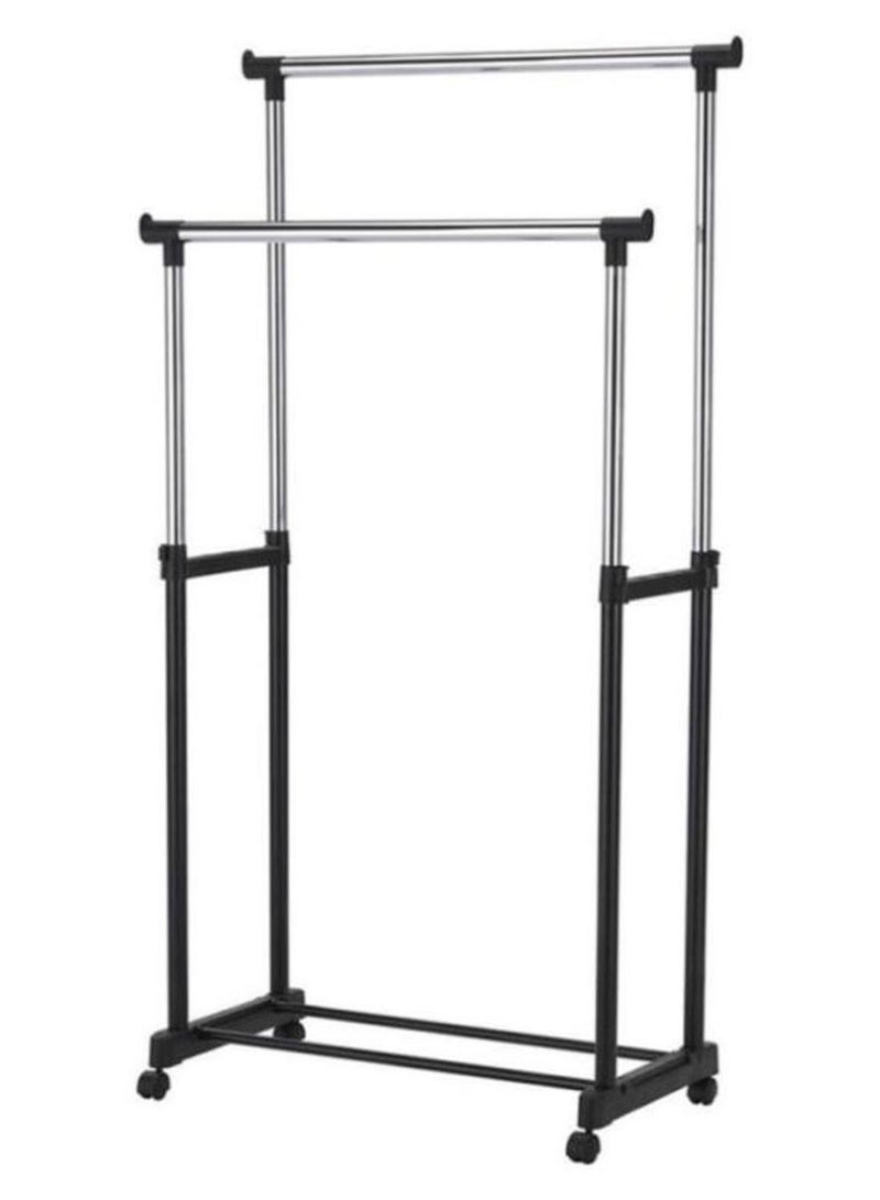 DOUBLE POLE Stainless Steel Garment Organizer Silver/Black - Image 1