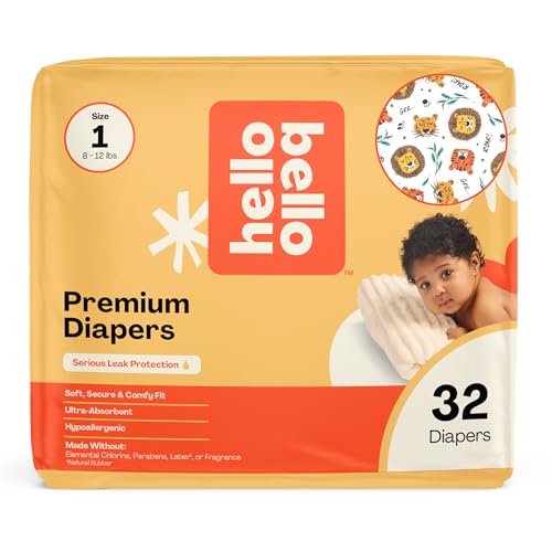 Hello Bello Diapers Size 1 812 lbs Wild Cats 32 Count of Premium Disposable Baby Diapers Hypoallergenic with Soft ClothLike Feel - Image 1