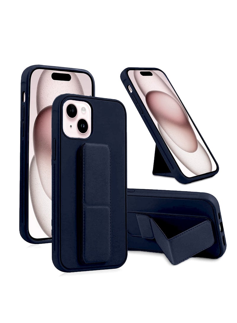 دبليو تيك غطاء جراب واقٍ من السيليكون والمطاط المصنوع من مادة TPU لهاتف Apple iPhone 15 باللون الأزرق الداكن - Image 1