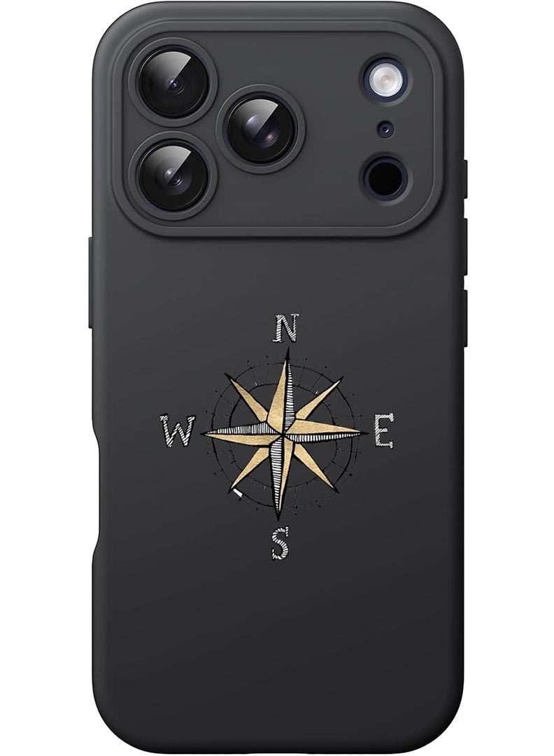 Theodor Protective Slim Fit Case Liquid Silicone Cover with Full Body Protection Anti-Scratch Shockproof Case For Apple iPhone 17 Pro Max (Black) Compass - Image 1