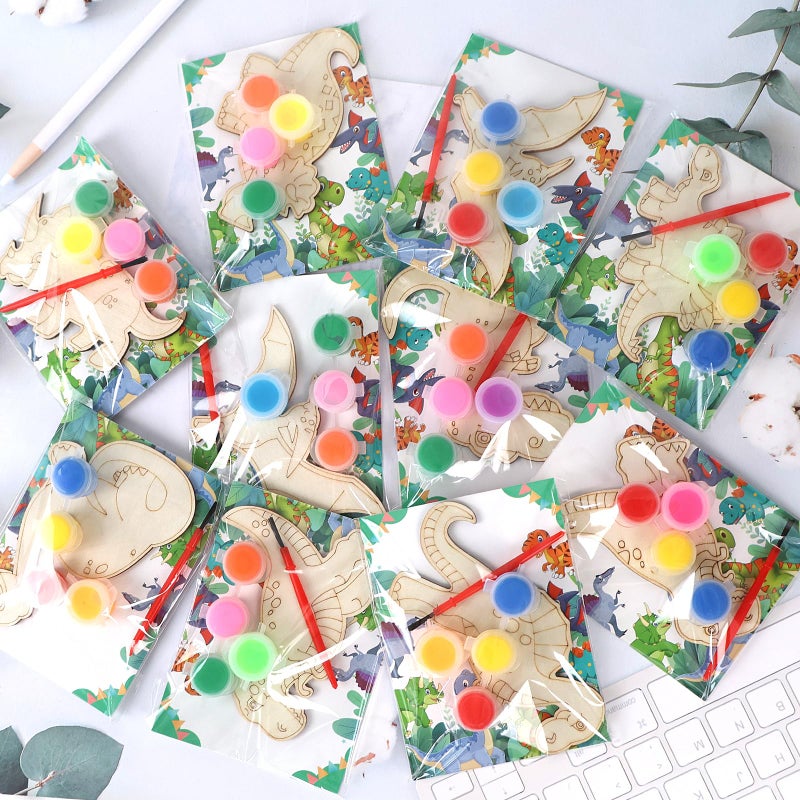 LARDUX Dinosaur Party Favors 24PCS DIY Wooden Arts Crafts Painting Kit for Kids Glow in The Dark Party Favors Family Crafts Birthday Party Christmas Gifts Toys for Boys Girls - Image 3