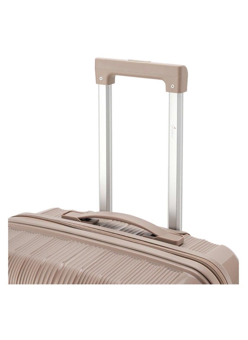 SENATOR - Unisex Hard Case Medium Checked Luggage Lightweight PP Fashion Trolley Luggage with 4 Double Spinner Wheel and 3-Digit Combination Lock KH1009 Khakii - Image 1
