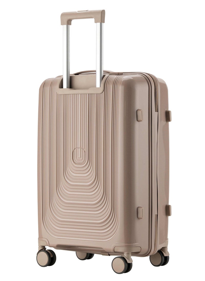 SENATOR - Unisex Hard Case Medium Checked Luggage Lightweight PP Fashion Trolley Luggage with 4 Double Spinner Wheel and 3-Digit Combination Lock KH1009 Khakii - Image 1