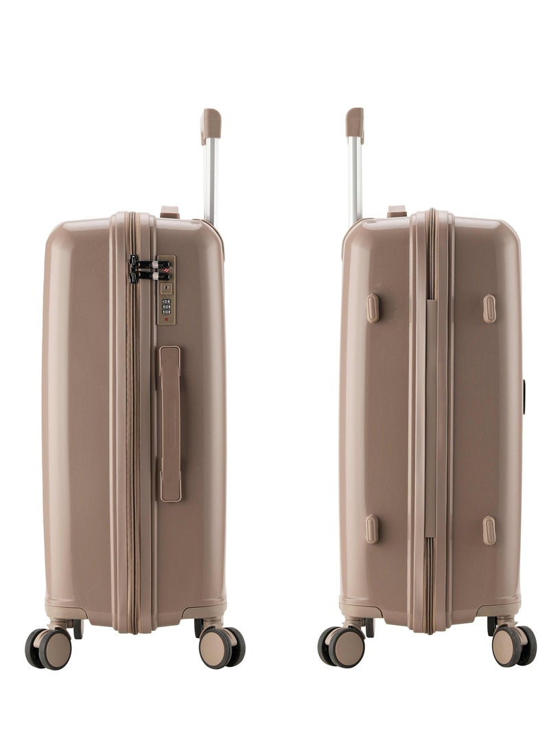 SENATOR - Unisex Hard Case Medium Checked Luggage Lightweight PP Fashion Trolley Luggage with 4 Double Spinner Wheel and 3-Digit Combination Lock KH1009 Khakii - Image 1