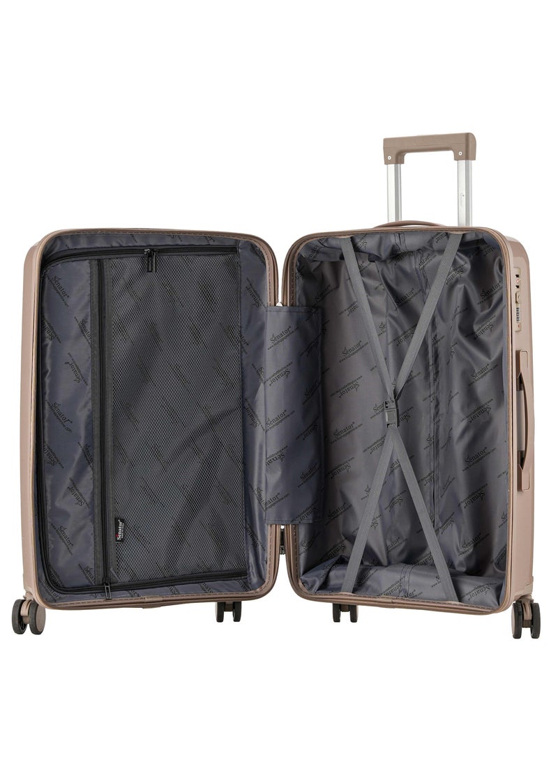 SENATOR - Unisex Hard Case Medium Checked Luggage Lightweight PP Fashion Trolley Luggage with 4 Double Spinner Wheel and 3-Digit Combination Lock KH1009 Khakii - Image 1