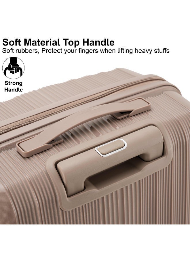 SENATOR Unisex Hard Case Medium Checked Luggage Lightweight PP Fashion Trolley Luggage with 4 Double Spinner Wheel and 3-Digit Combination Lock KH1009 Khakii - Image 4