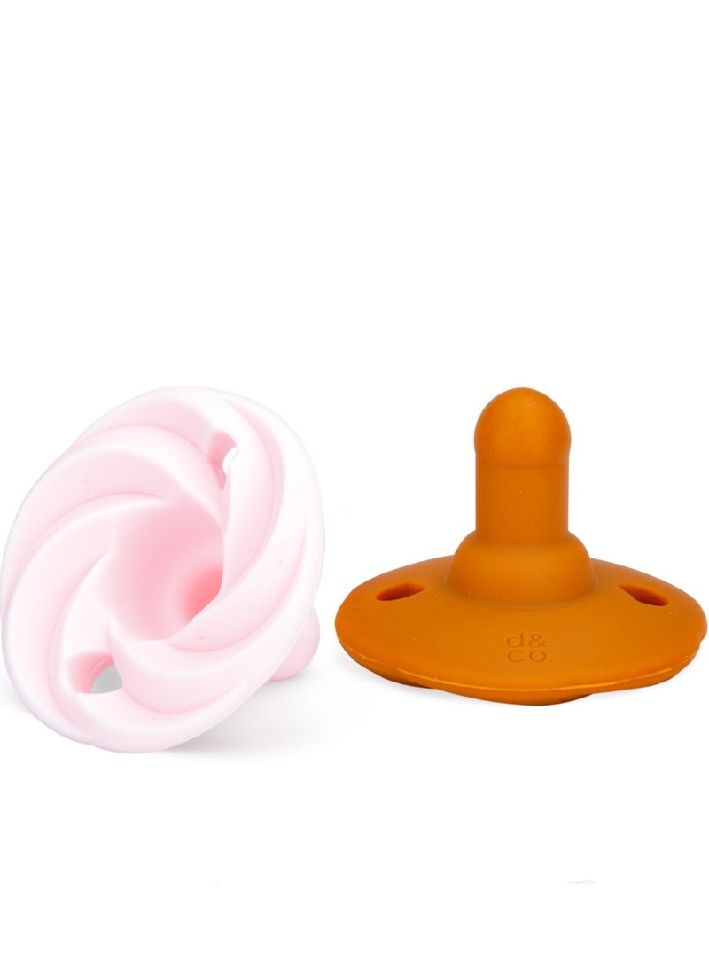 Doddle & Co. Baby Pacifier, Natural Shape, 100% Silicone - Holland Pop Pacifier (0-3m) - Spice/Blush - Image 1