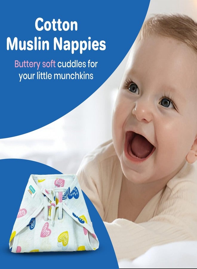 ZIKKU Baby Muslin Nappy Set (Pack of 5) - 100% Cotton, Ultra-Soft & Breathable Reusable Cloth Diapers for Newborns & Infants (6-12 Months) - Image 2