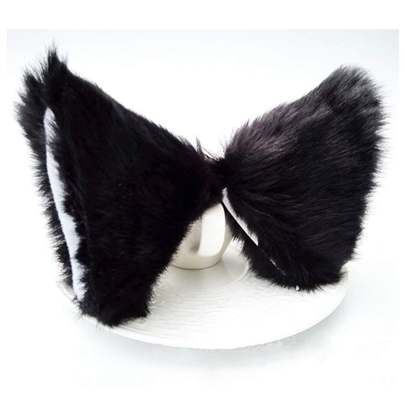 Cat Ears Hair Clips Fox Ears Barrettes Women Furry Fur Cat Headpiece Holiday Hair Pins Sweet Halloween Party Decoration Headband Anime Cosplay Costume Kitty Kitten Hair Accessories Black White