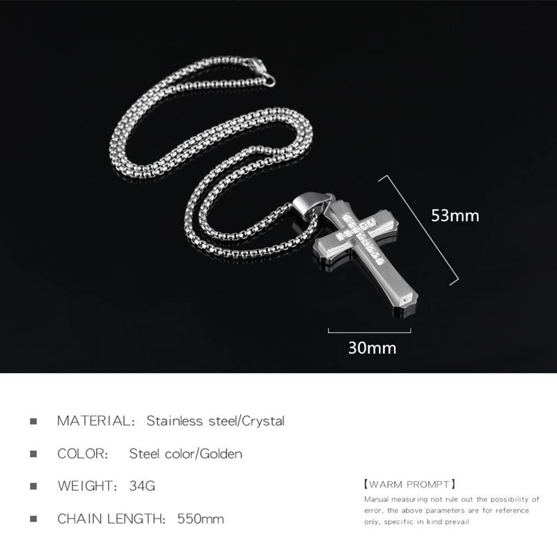 OLEVS Rhinestone Silver Cross Pendant Necklace Metal Womens Cross Pendant for Women Necklace Small Mens Silver Stainless Steel Cross Pendant Necklace for Men Women - Image 3