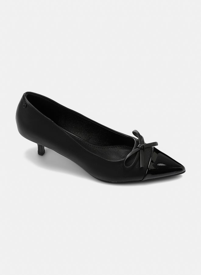 Dejavu Shoes JAL-DVTX-002 Pointed Toecap With A Middle Bow Leather Plain Heels For Women - Image 2