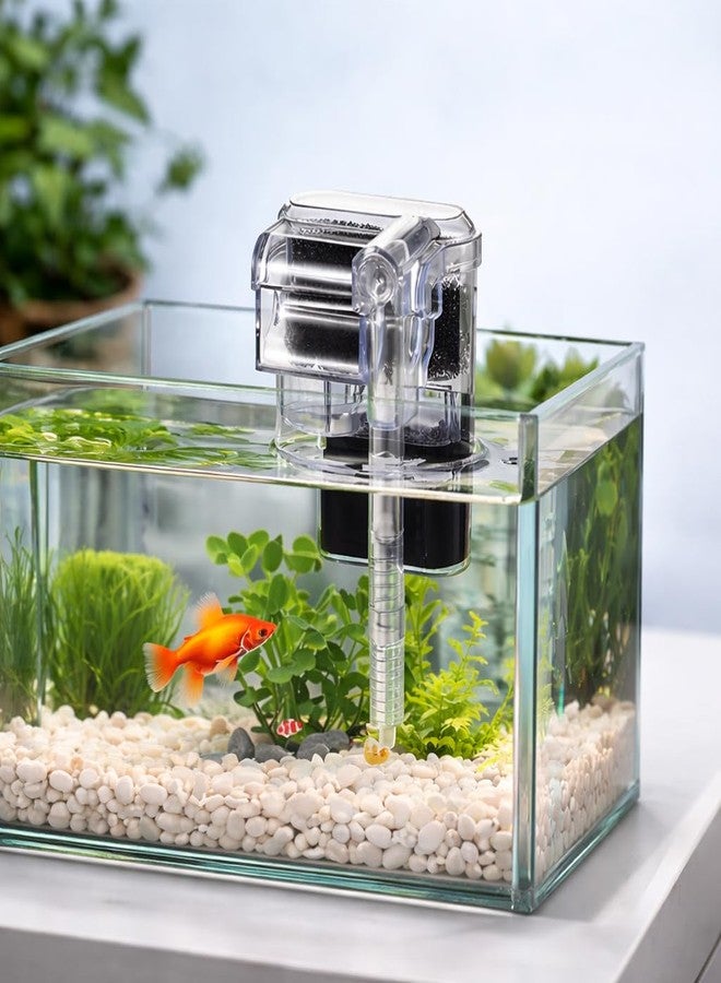 VAYINATO Mini Compact Transparent Hang On Filter | LY-401 | 2.5 Watts | 250L/Hr for Small Aquarium Fish Tank Upto 30Cm and for Bowl with Adjustable Flow Controller by Petzlifeworld - Image 1
