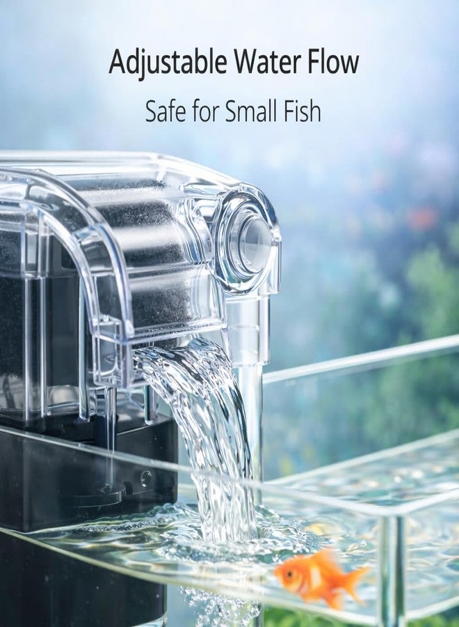 VAYINATO Mini Compact Transparent Hang On Filter | LY-401 | 2.5 Watts | 250L/Hr for Small Aquarium Fish Tank Upto 30Cm and for Bowl with Adjustable Flow Controller by Petzlifeworld - Image 2