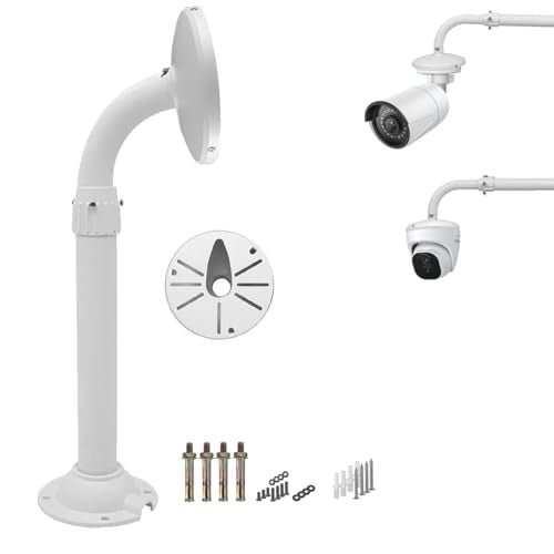 WiTi Security Camera Mount Bracket 6 inch Base,15.7inch-23.6 inch Extendable J-Pole Compatible with Reolink Amcrest IP Cameras, Solid Metal Mounting Bracket for Camera System Outdoor and Indoor - Image 1