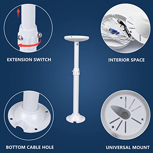 WiTi Security Camera Mount Bracket 6 inch Base,15.7inch-23.6 inch Extendable J-Pole Compatible with Reolink Amcrest IP Cameras, Solid Metal Mounting Bracket for Camera System Outdoor and Indoor - Image 4