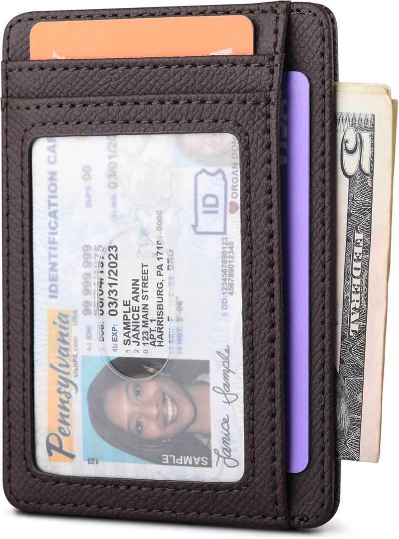 Buffway Slim Minimalist Front Pocket RFID Blocking Leather Wallets for Men and Women - Galaxy Coffee - Image 2