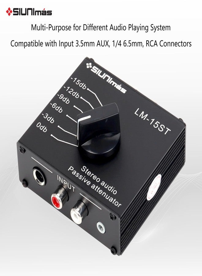 SIUNIMAS RCA&/AUX/1/4 1/8” Passive Stereo Inline Variable Audio Attenuator Adjustable Audio Attenuation Box for Home Theater and Official Audio Performance Playing (SIM-at-AUX/RCA/TS) - Image 3