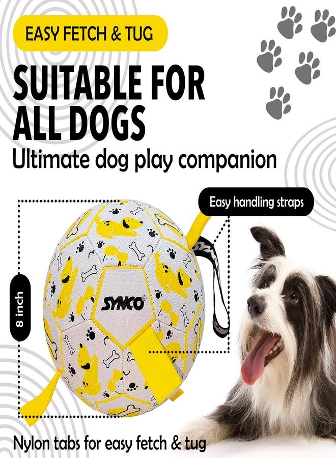 Synco Dog Football Graphic Yellow with Yellow Holding Loops, Durable Rubber Dog Ball Toy for Tug, Fetch & Training, Interactive Pet Play Ball for Small & Medium Dogs, Size 3 - Image 4