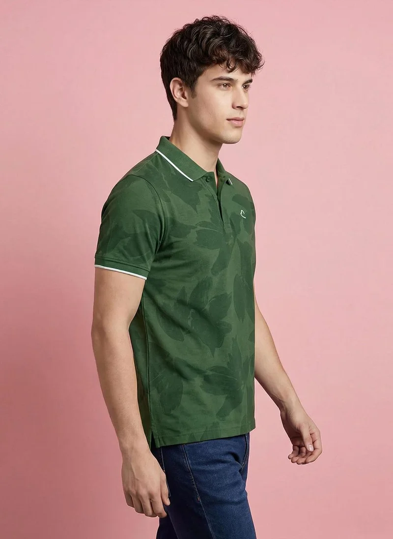 Being Human Men Floral Printed Polo Collar T-shirt