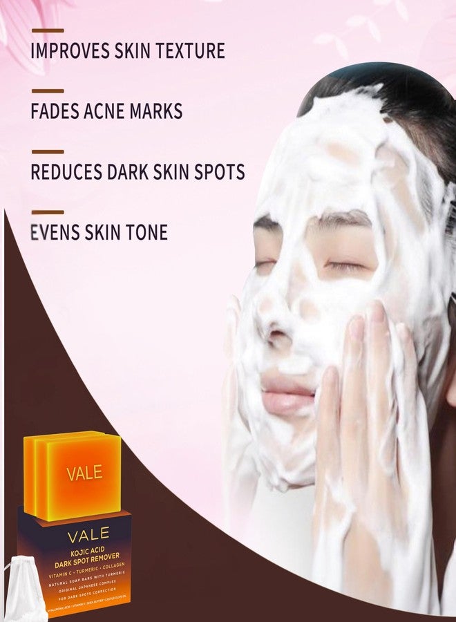 VALE Kojic Acid & Turmeric Soap Bar (2-Pack) - Natural Dark Spot Remover & Original Japanese Complex with Vitamin C, E, Collagen, Retinol, Olive Oil & Shea Butter(Citrus) - Image 4
