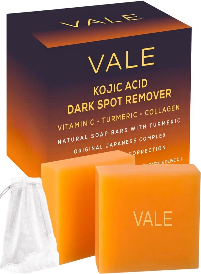 VALE Kojic Acid & Turmeric Soap Bar (2-Pack) - Natural Dark Spot Remover & Original Japanese Complex with Vitamin C, E, Collagen, Retinol, Olive Oil & Shea Butter(Citrus) - Image 1