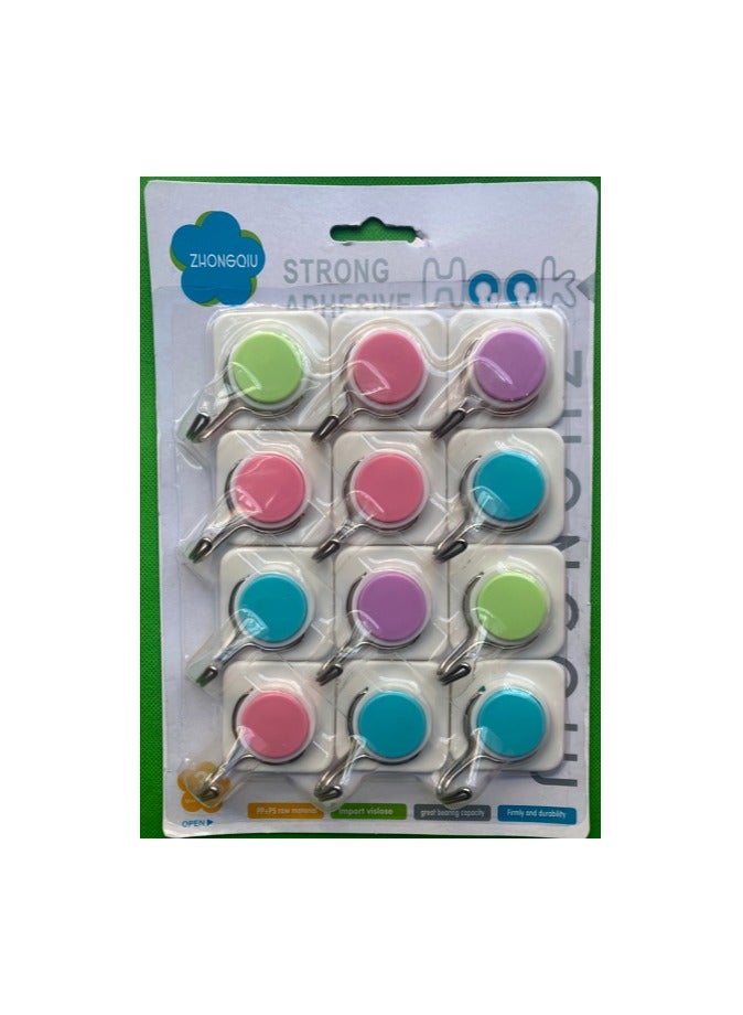Pack of 24 Pcs Self-Adhesive Plastic hooks, Home Storage Wall Door hook for Hanging Towel, Key bags Clothes and use in Kitchen - Image 1