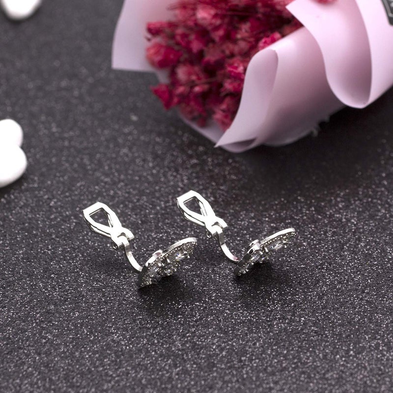 YOQUCOL Butterfly shape Cubic Zirconia Crystal Clip On Earrings Non Pierced Silver Stud for Women - Image 5